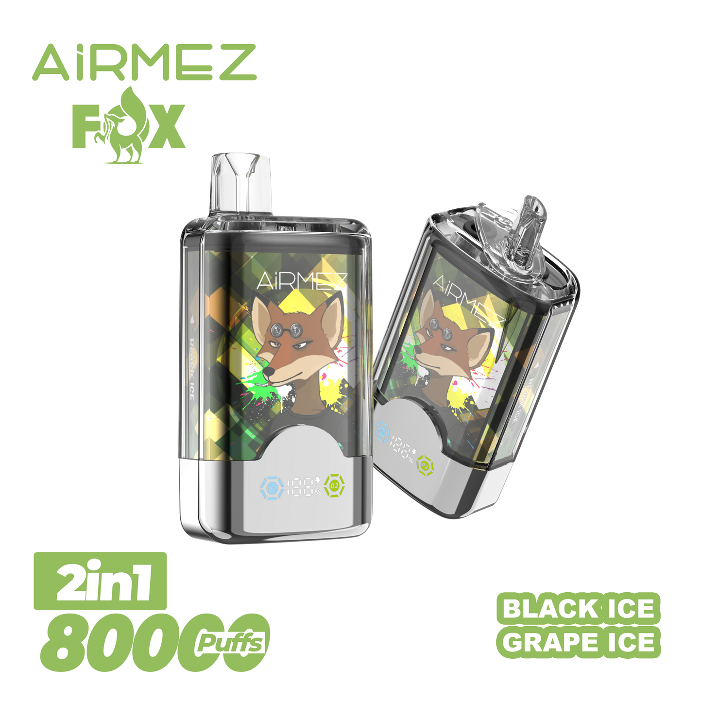 AiRMEZ Fox 80000 80K Puffs Einweg Kit 30ml (Dual Flavor) - 💥Weihnachtsgeschenke sind da! Nehme 4 Zahle NUR 3! + Ab einem Einkauf von 100€ 1 Mystery Vapes Gratis + Kostenloser Versand!!💥