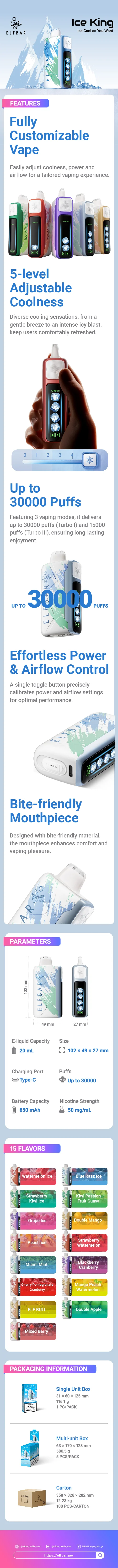ELF Bar Ice King 30K Wiederaufladbares Einweg Kit (30000 Puffs) - 💥 BLACK Friday WEEK - Nehme 4 Zahle NUR 3! + Ab einem Einkauf von 100€ 1 Mystery Vapes Gratis + Ab einem Einkauf von 150€ 2 Mystery Vapes Gratis 💥