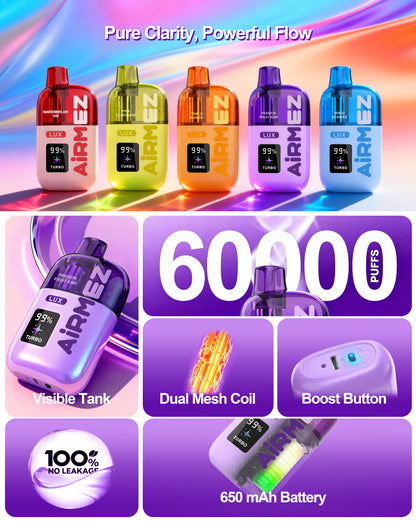 Airmez Lux 60000 60K Puffs Wiederaufladbares Einweg Kit - 💥 Nehme 4 Zahle NUR 3! + Ab einem Einkauf von 100€ 2 Mystery Gratis💥