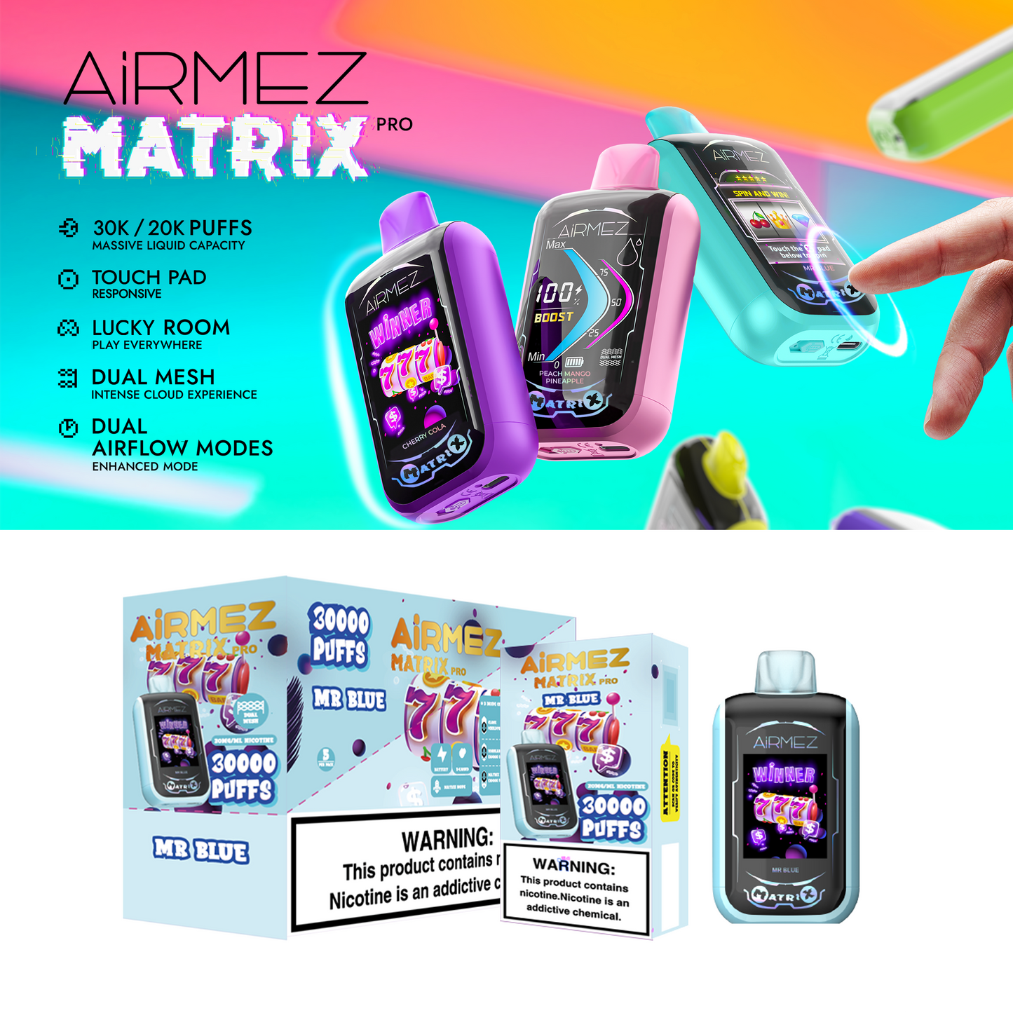Airmez Matrix 25000 25K Puffs Einweg Vape Kit - 💥 BLACK Friday WEEK - Nehme 4 Zahle NUR 3! + Ab einem Einkauf von 100€ 1 Mystery Vapes Gratis + Ab einem Einkauf von 150€ 2 Mystery Vapes Gratis 💥