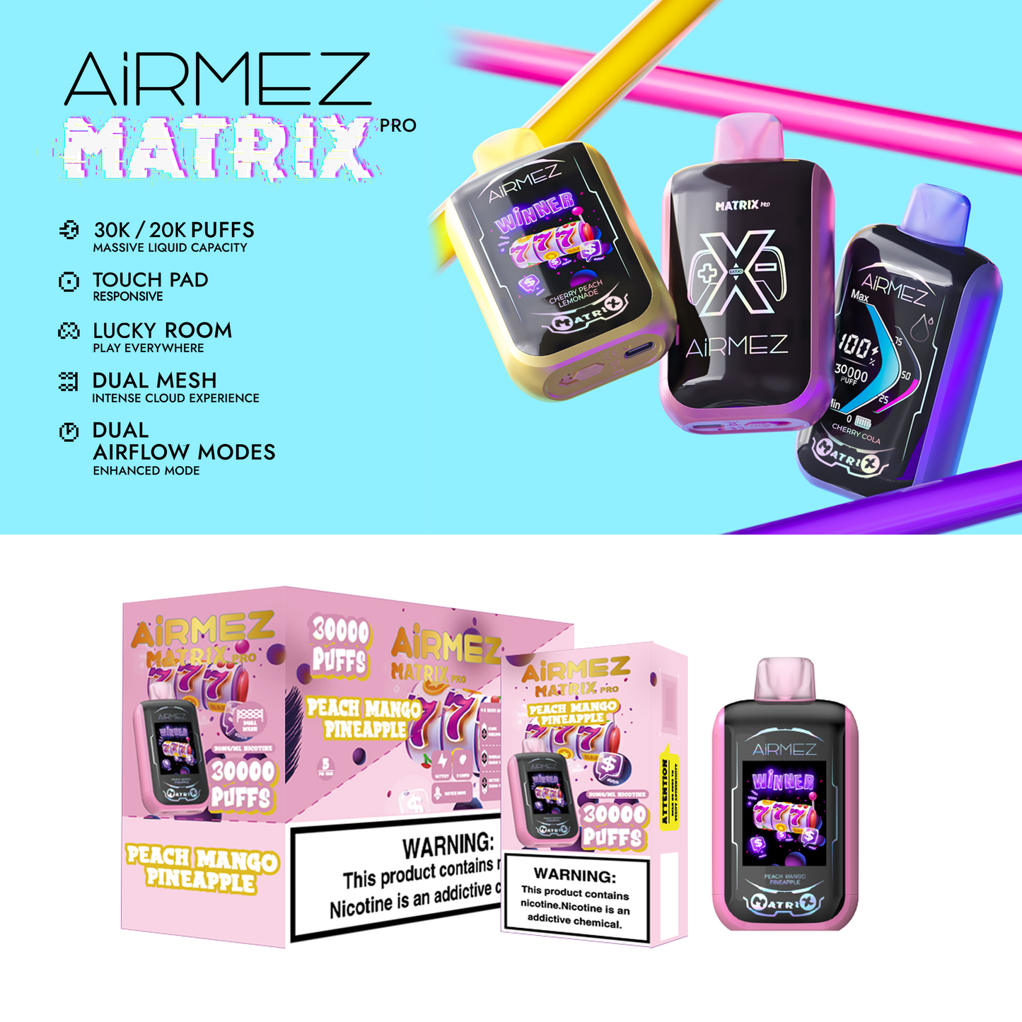 Airmez Matrix 25000 25K Puffs Einweg Vape Kit - 💥 BLACK Friday WEEK - Nehme 4 Zahle NUR 3! + Ab einem Einkauf von 100€ 1 Mystery Vapes Gratis + Ab einem Einkauf von 150€ 2 Mystery Vapes Gratis 💥