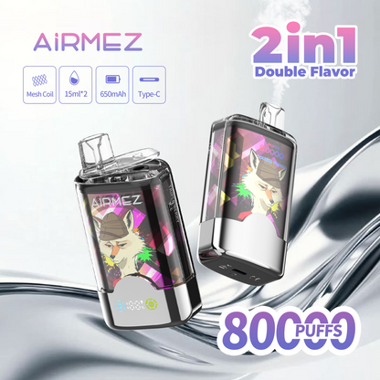 AiRMEZ Fox 80000 80K Puffs Einweg Kit 30ml (Dual Flavor) - 💥Weihnachtsgeschenke sind da! Nehme 4 Zahle NUR 3! + Ab einem Einkauf von 100€ 1 Mystery Vapes Gratis + Kostenloser Versand!!💥