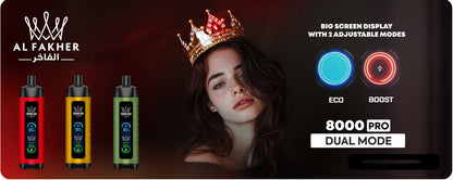 AL Fakher Crown Bar 8000 Pro Dual Mode Wiederaufladbares Einweg Kit (Big Cloud) - 💥 BLACK Friday WEEK - Nehme 4 Zahle NUR 3! + Ab einem Einkauf von 100€ 1 Mystery Vapes Gratis + Ab einem Einkauf von 150€ 2 Mystery Vapes Gratis 💥