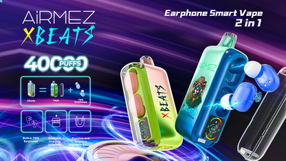 AiRMEZ Xbeats 40000 40K Puffs Einweg Kit mit TWS Earphones- 💥 BLACK Friday WEEK - Nehme 4 Zahle NUR 3! + Ab einem Einkauf von 100€ 1 Mystery Vapes Gratis + Ab einem Einkauf von 150€ 2 Mystery Vapes Gratis 💥
