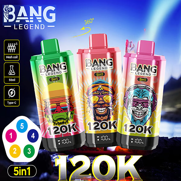 Bang Legend 120000 120K Puffs 5-in-1 Einweg Kit gnstig kaufen jetzt bei vapormo.de Bang Legend 120000 120K Puffs 5-in-1 Einweg Kit gnstig kaufen jetzt bei vapormo.de