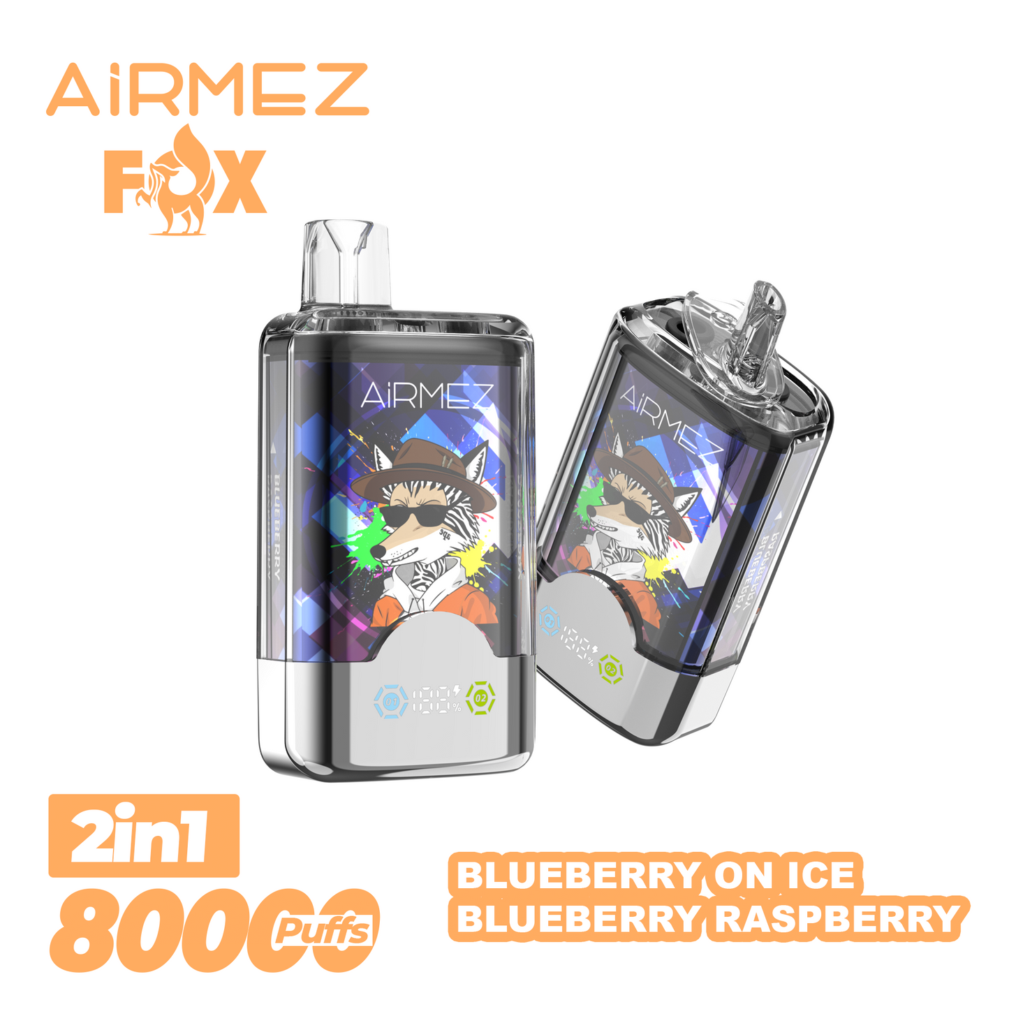 AiRMEZ Fox 80000 80K Puffs Einweg Kit 30ml (Dual Flavor) - 💥Weihnachtsgeschenke sind da! Nehme 4 Zahle NUR 3! + Ab einem Einkauf von 100€ 1 Mystery Vapes Gratis + Kostenloser Versand!!💥