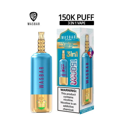 Wasbar 150K Puffs 3-in-1 DTL Shisha Hookah Einweg Kit - 💥 Nehme 4 Zahle NUR 3! + Ab einem Einkauf von 100€ 2 Mystery Gratis💥