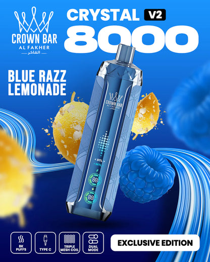 AL Fakher Crown Bar 8000 Crystal V2 Einweg Kit - 💥 Nehme 5 Zahle NUR 4! + Ab einem Einkauf von 100€ 2 Mystery Gratis💥