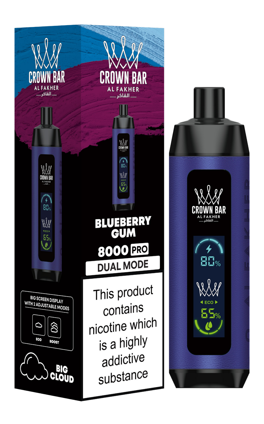 AL Fakher Crown Bar 8000 Pro Dual Mode Wiederaufladbares Einweg Kit (Big Cloud) - 💥 BLACK Friday WEEK - Nehme 4 Zahle NUR 3! + Ab einem Einkauf von 100€ 1 Mystery Vapes Gratis + Ab einem Einkauf von 150€ 2 Mystery Vapes Gratis 💥