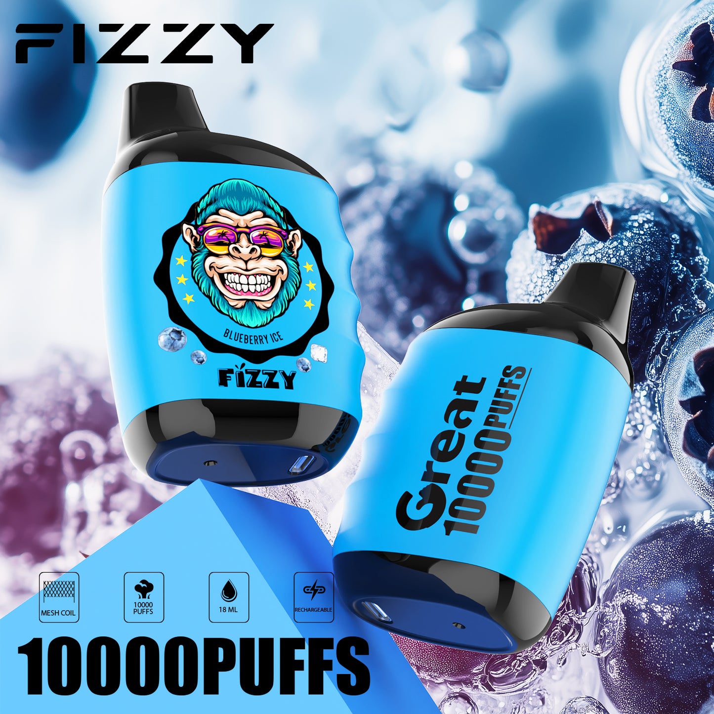 Fizzy GREAT 10000 Puffs Wiederaufladbares Einweg Disposable Kit - 📢EXKLUSIVES ANGEBOT - Nehme 4 Zahle NUR 3 an der Kasse + AB einem Einkauf von 100€ 1 Mystery Vapes Gratis!📢