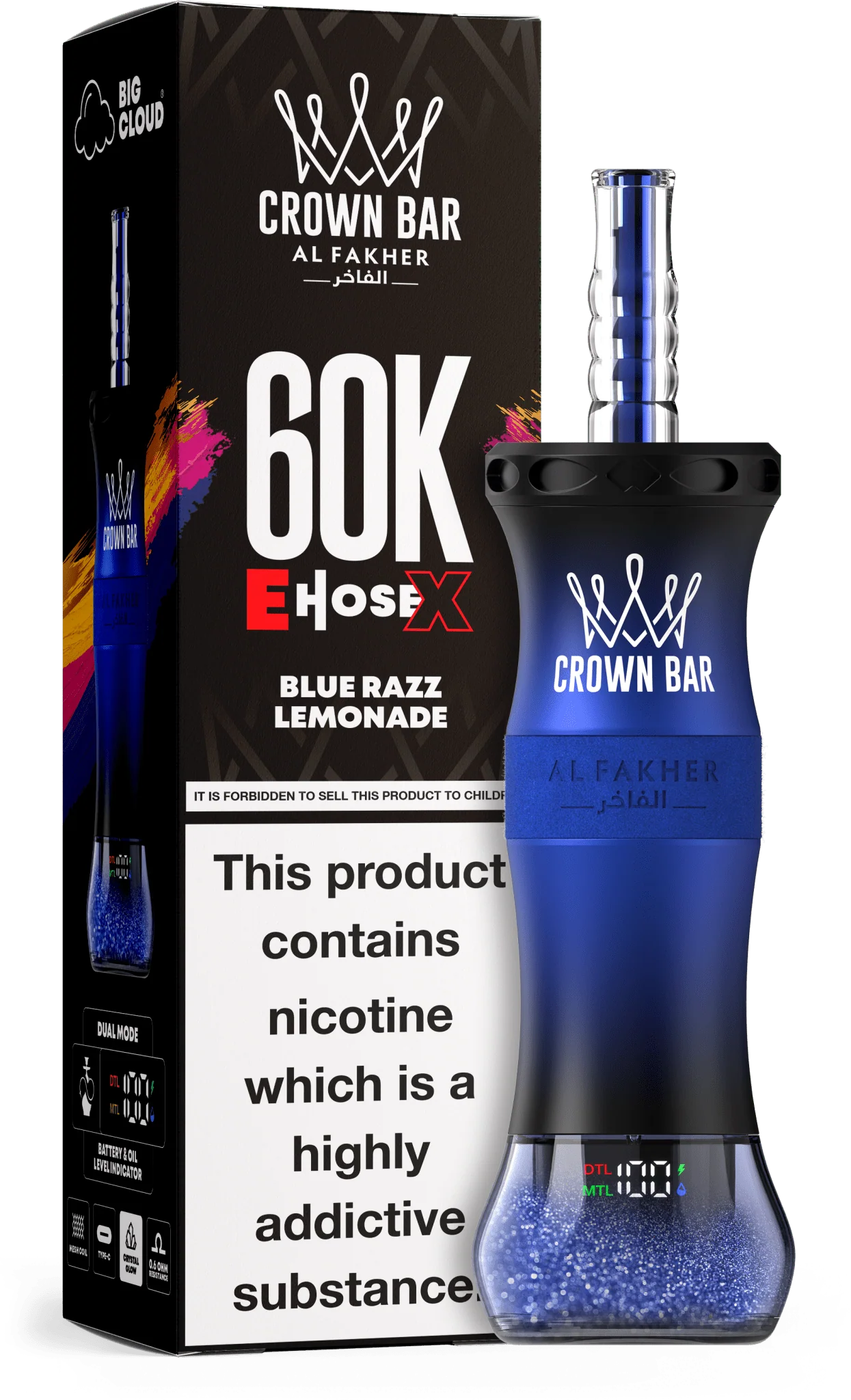 AL Fakher Crown Bar 60K 60000 Puffs E-Hose X Einweg Kit - 💥 Nehme 4 Zahle NUR 3! + Ab einem Einkauf von 100€ 2 Mystery Gratis💥