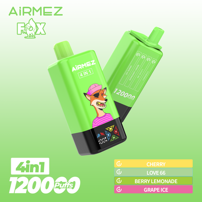 AiRMEZ Fox 4in1 120K 60ml Einweg Kit (120000 Puffs) - 💥 Nehme 4 Zahle NUR 3! + Ab einem Einkauf von 100€ 2 Mystery Gratis💥