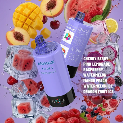 Airmez 12in1 300K 300000 Puffs Einweg Kit 90ml - 💥 Nehme 5 Zahle NUR 4! + Ab einem Einkauf von 100€ 2 Mystery Gratis💥