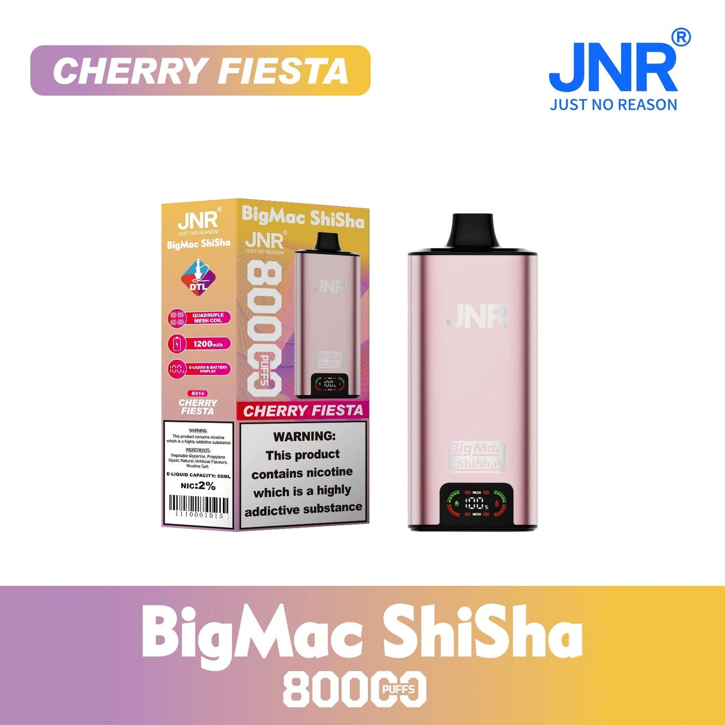 JNR BIG MAC Shisha 80K 80000 Puffs Einweg Kit - 💥 Nehme 4 Zahle NUR 3! + Ab einem Einkauf von 100€ 2 Mystery Gratis💥