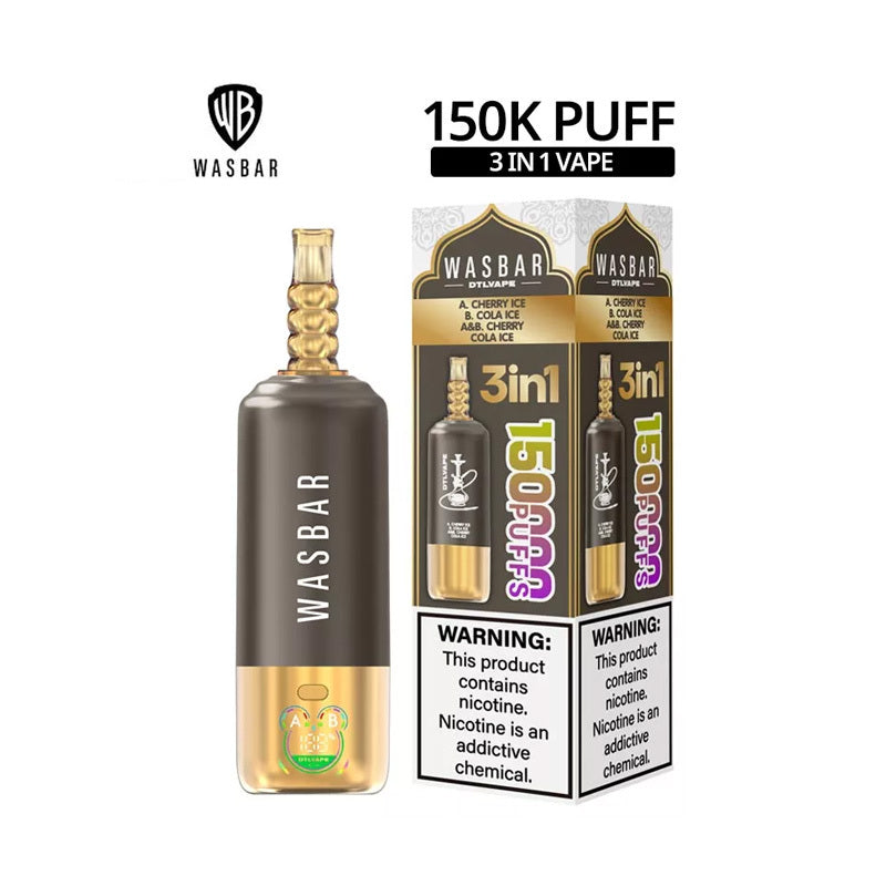 Wasbar 150K Puffs 3-in-1 DTL Shisha Hookah Einweg Kit - 💥 Nehme 4 Zahle NUR 3! + Ab einem Einkauf von 100€ 2 Mystery Gratis💥