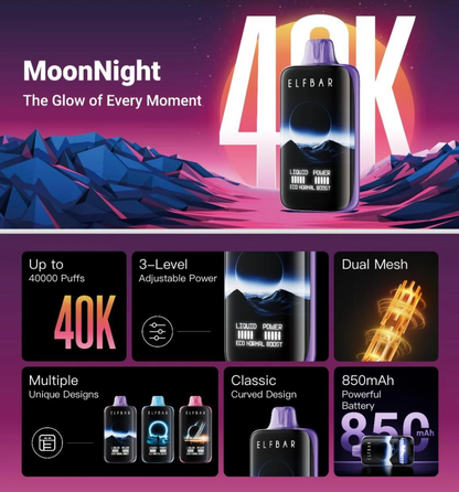 ELF BAR Moon Night 40000 40K Puffs Einweg Kit - 💥 BLACK Friday WEEK - Nehme 4 Zahle NUR 3! + Ab einem Einkauf von 100€ 1 Mystery Vapes Gratis + Ab einem Einkauf von 150€ 2 Mystery Vapes Gratis 💥