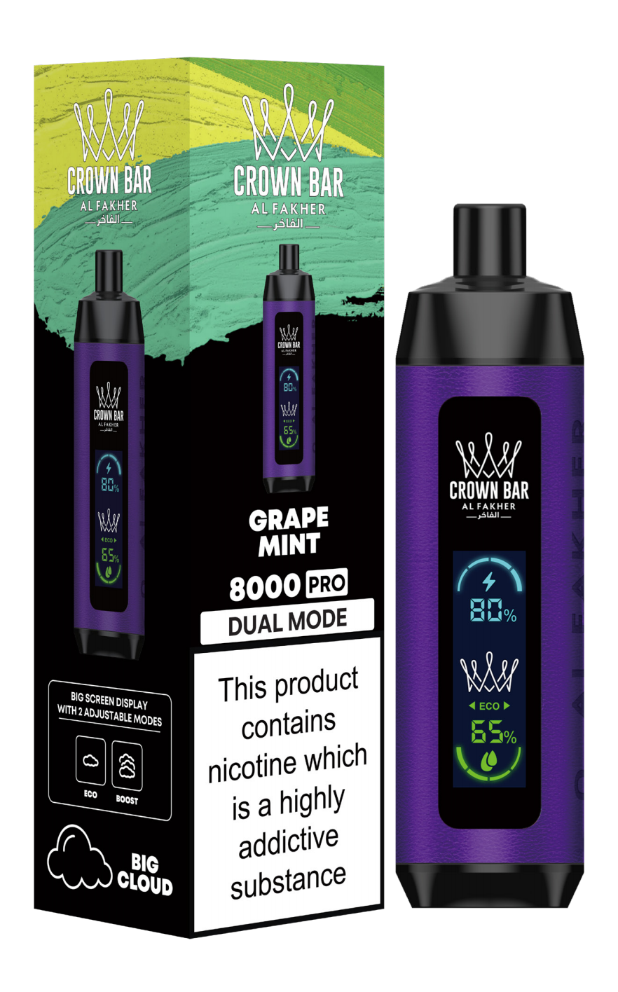AL Fakher Crown Bar 8000 Pro Dual Mode Wiederaufladbares Einweg Kit (Big Cloud) - 💥 BLACK Friday WEEK - Nehme 4 Zahle NUR 3! + Ab einem Einkauf von 100€ 1 Mystery Vapes Gratis + Ab einem Einkauf von 150€ 2 Mystery Vapes Gratis 💥