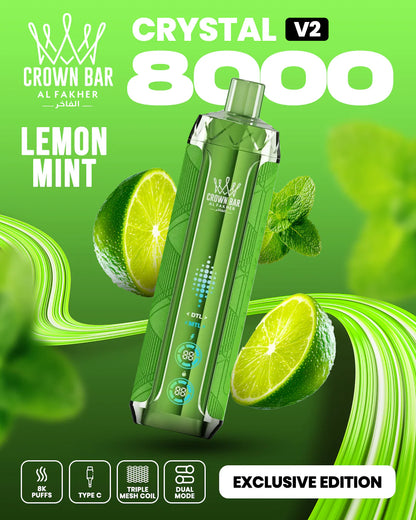 AL Fakher Crown Bar 8000 Crystal V2 Einweg Kit - 💥 Nehme 5 Zahle NUR 4! + Ab einem Einkauf von 100€ 2 Mystery Gratis💥