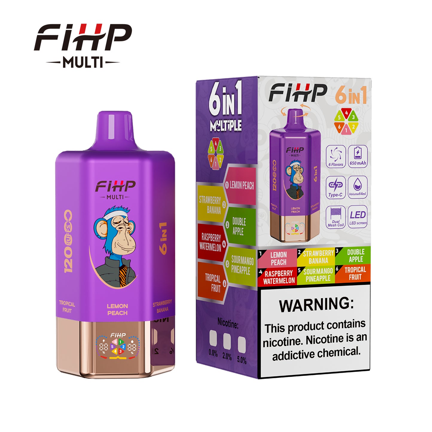 FIHP Multi 120000 120K Puffs 6-in-1 Wiederaufladbares Einweg Kit
