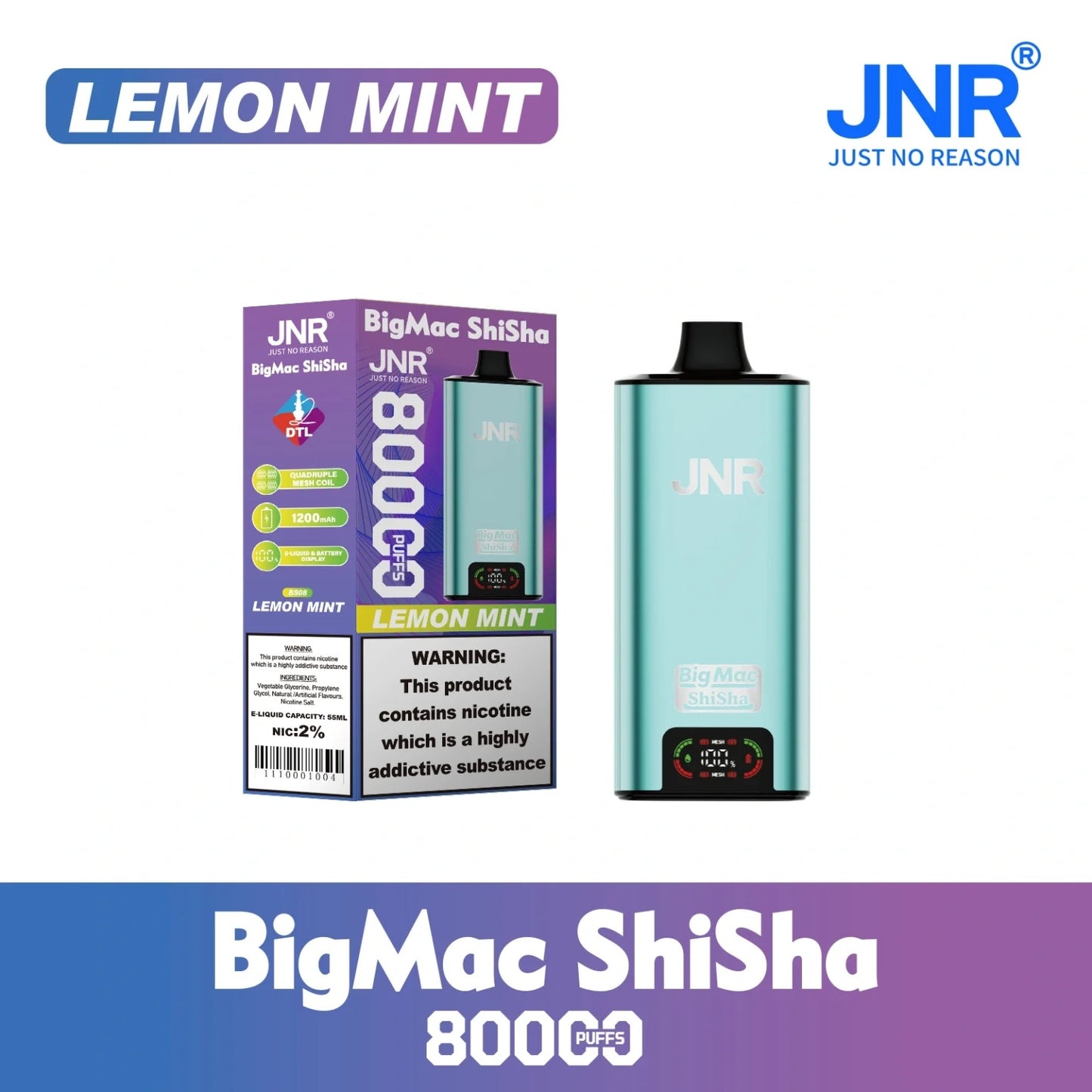 JNR BIG MAC Shisha 80K 80000 Puffs Einweg Kit - 💥 Nehme 4 Zahle NUR 3! + Ab einem Einkauf von 100€ 2 Mystery Gratis💥