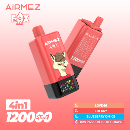 AiRMEZ Fox 4in1 120K 60ml Einweg Kit (120000 Puffs) - 💥 Nehme 4 Zahle NUR 3! + Ab einem Einkauf von 100€ 2 Mystery Gratis💥