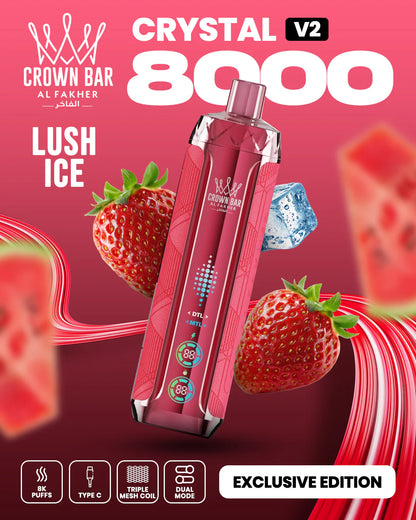AL Fakher Crown Bar 8000 Crystal V2 Einweg Kit - 💥 Nehme 5 Zahle NUR 4! + Ab einem Einkauf von 100€ 2 Mystery Gratis💥