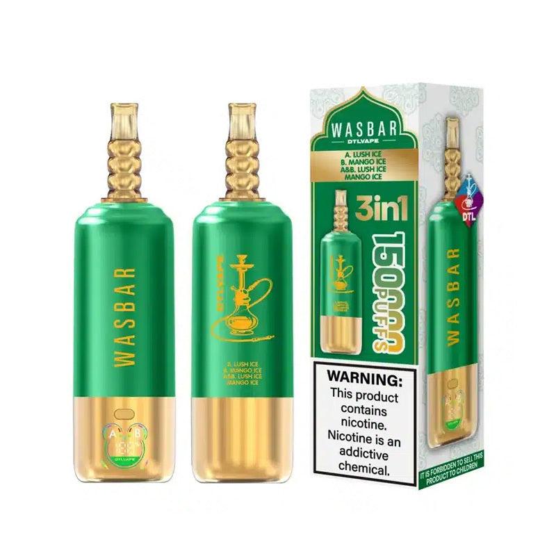 Wasbar 150K Puffs 3-in-1 DTL Shisha Hookah Einweg Kit - 💥 Nehme 4 Zahle NUR 3! + Ab einem Einkauf von 100€ 2 Mystery Gratis💥