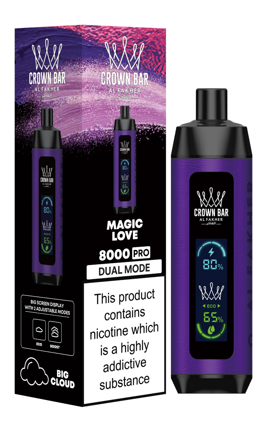 Magic Love Al Fakher Geschmack Al Fakher Crown Bar 8000 Pro Dual Mode Wiederaufladbares Einweg Kit ( Magic Love Al Fakher Geschmack Al Fakher Crown Bar 8000 Pro Dual Mode Wiederaufladbares Einweg Kit (