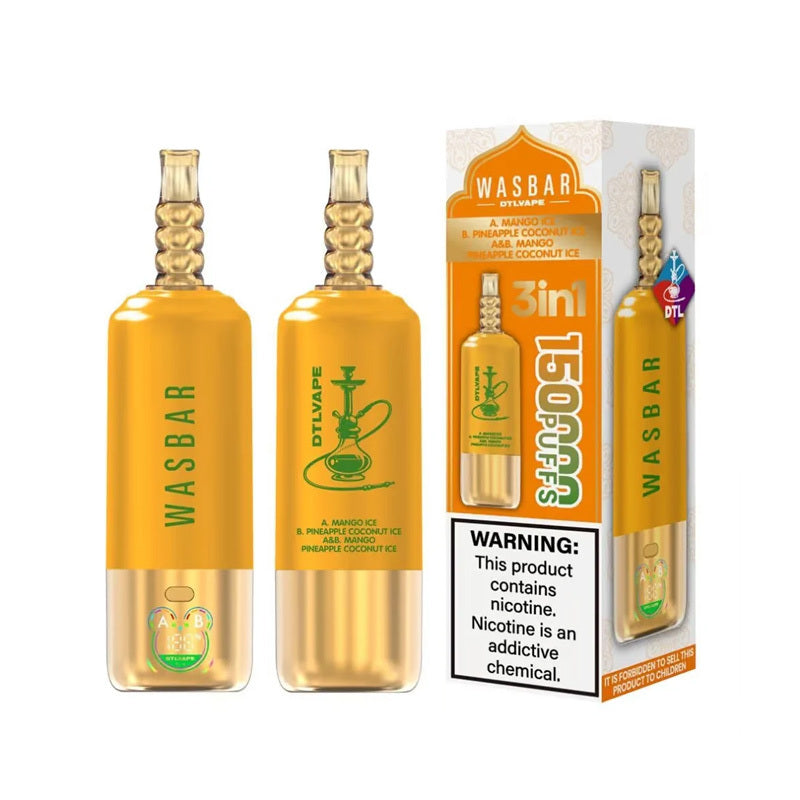 Wasbar 150K Puffs 3-in-1 DTL Shisha Hookah Einweg Kit - 💥 Nehme 4 Zahle NUR 3! + Ab einem Einkauf von 100€ 2 Mystery Gratis💥
