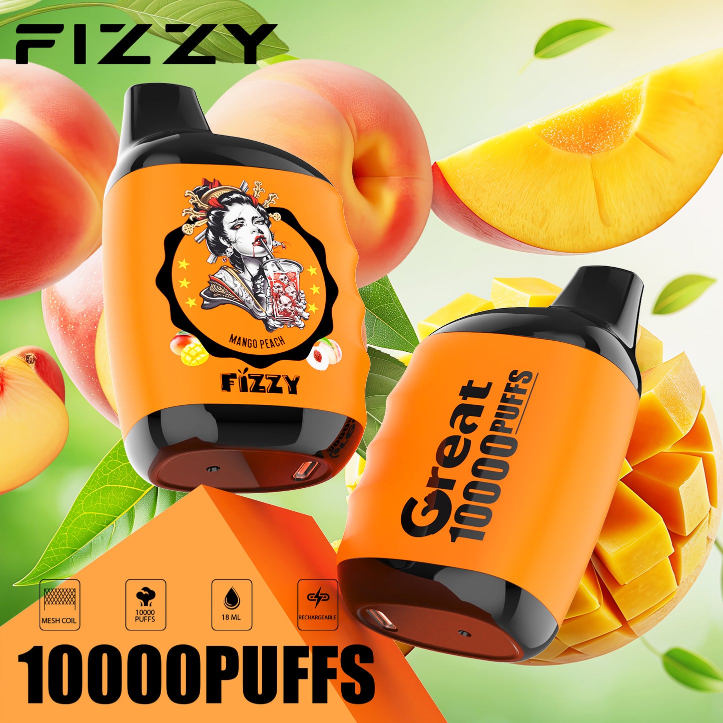 Fizzy GREAT 10000 Puffs Wiederaufladbares Einweg Disposable Kit - 📢EXKLUSIVES ANGEBOT - Nehme 4 Zahle NUR 3 an der Kasse + AB einem Einkauf von 100€ 1 Mystery Vapes Gratis!📢