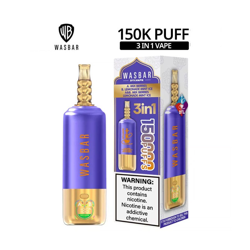 Wasbar 150K Puffs 3-in-1 DTL Shisha Hookah Einweg Kit - 💥 Nehme 4 Zahle NUR 3! + Ab einem Einkauf von 100€ 2 Mystery Gratis💥