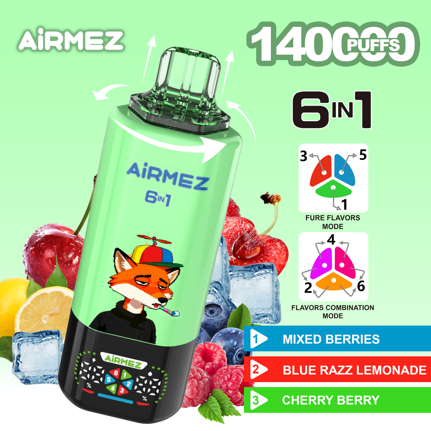 Airmez Fox 6in1 140K 45ml Einweg Kit (140000 Puffs) - 💥 BLACK Friday WEEK - Nehme 4 Zahle NUR 3! + Ab einem Einkauf von 100€ 1 Mystery Vapes Gratis + Ab einem Einkauf von 150€ 2 Mystery Vapes Gratis 💥