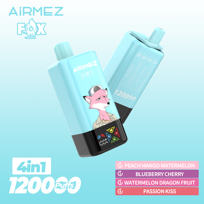 AiRMEZ Fox 4in1 120K 60ml Einweg Kit (120000 Puffs) - 💥 Nehme 4 Zahle NUR 3! + Ab einem Einkauf von 100€ 2 Mystery Gratis💥