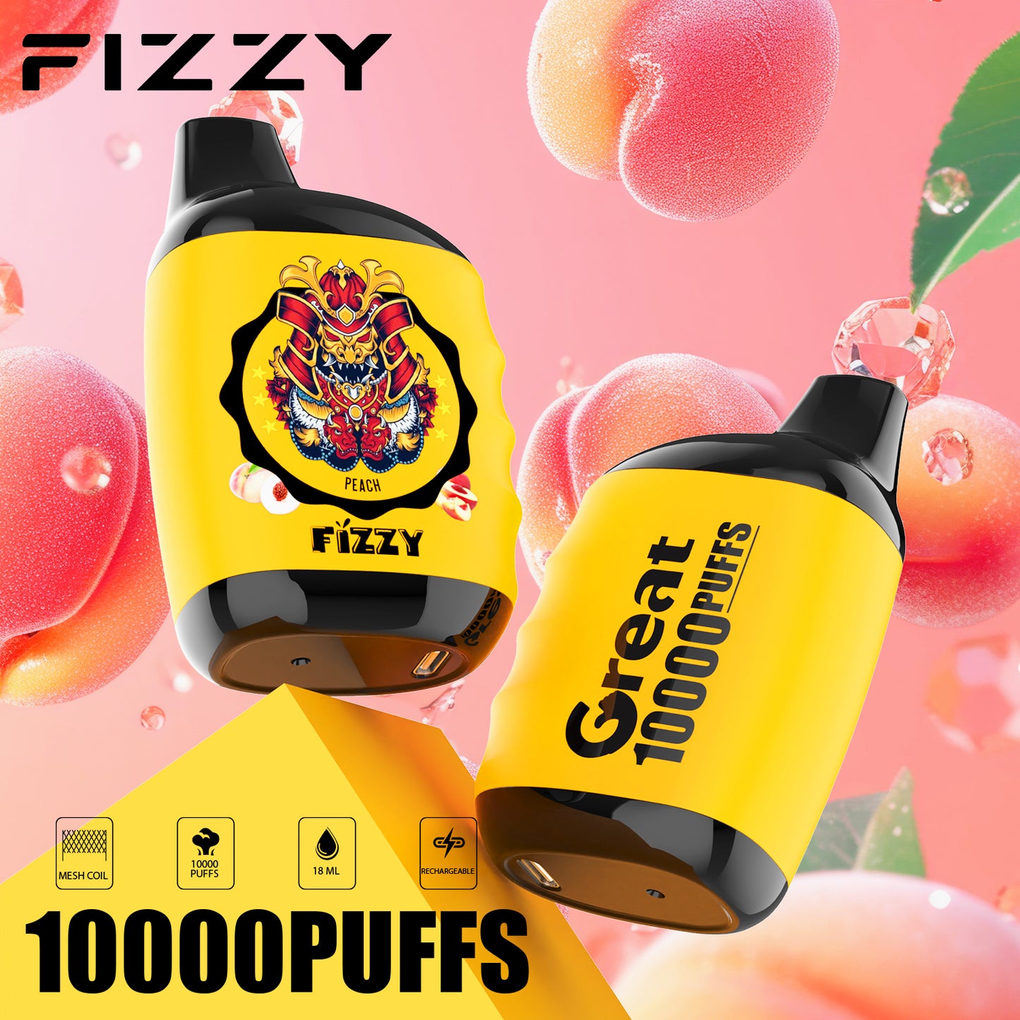 Fizzy GREAT 10000 Puffs Wiederaufladbares Einweg Disposable Kit - 📢EXKLUSIVES ANGEBOT - Nehme 4 Zahle NUR 3 an der Kasse + AB einem Einkauf von 100€ 1 Mystery Vapes Gratis!📢