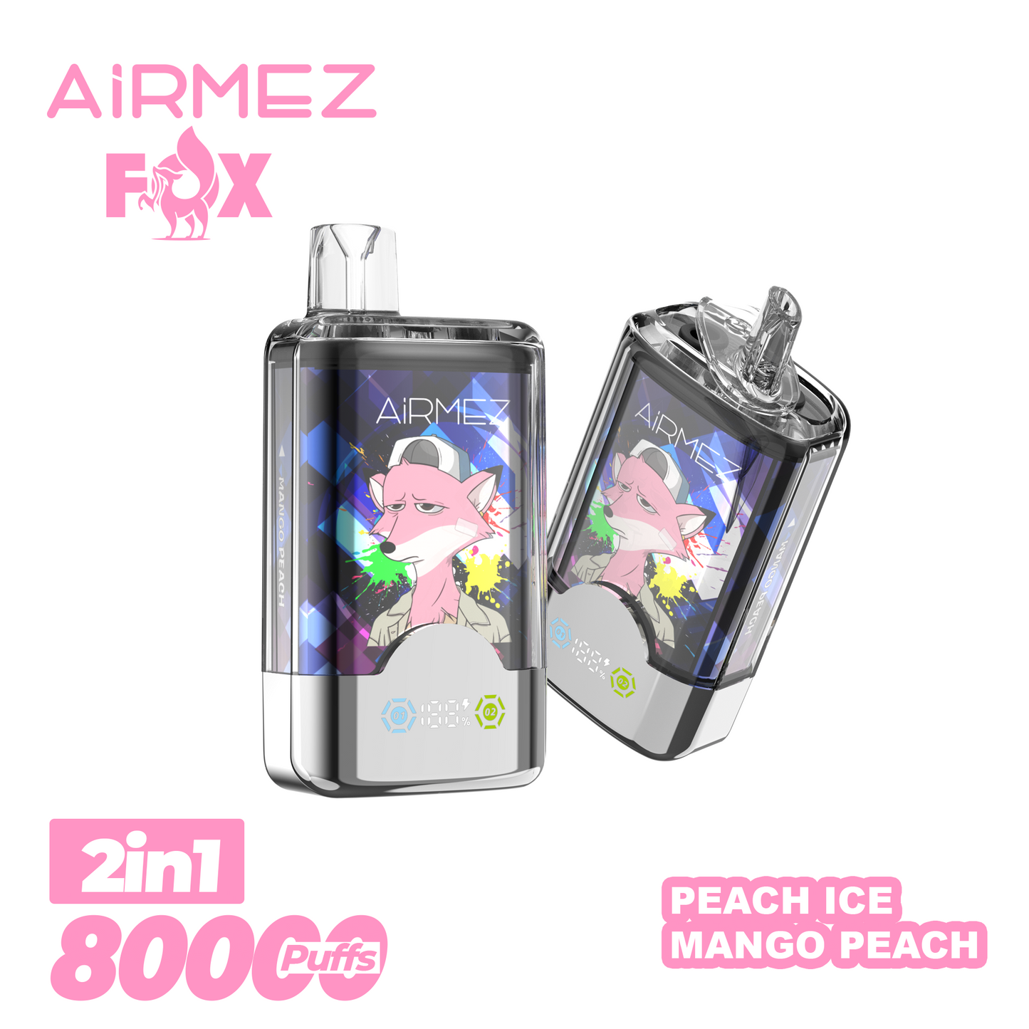 AiRMEZ Fox 80000 80K Puffs Einweg Kit 30ml (Dual Flavor) - 💥Weihnachtsgeschenke sind da! Nehme 4 Zahle NUR 3! + Ab einem Einkauf von 100€ 1 Mystery Vapes Gratis + Kostenloser Versand!!💥