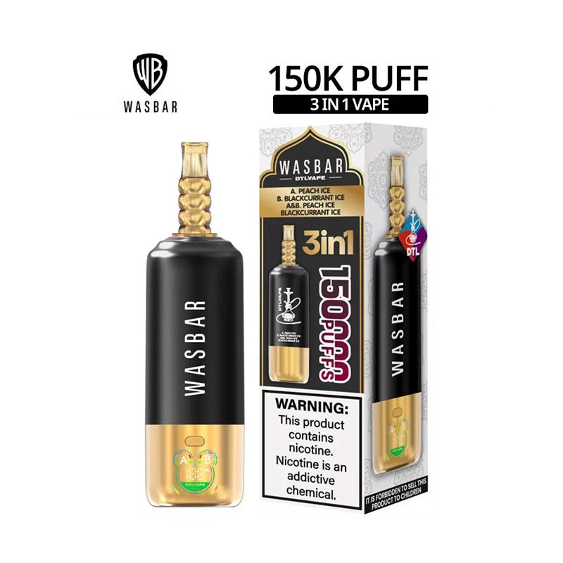Wasbar 150K Puffs 3-in-1 DTL Shisha Hookah Einweg Kit - 💥 Nehme 4 Zahle NUR 3! + Ab einem Einkauf von 100€ 2 Mystery Gratis💥