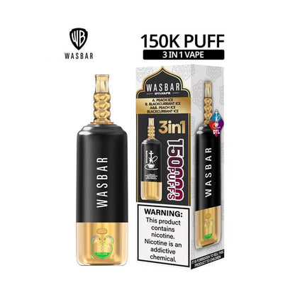 Wasbar 150K Puffs 3-in-1 DTL Shisha Hookah Einweg Kit - 💥 Nehme 4 Zahle NUR 3! + Ab einem Einkauf von 100€ 2 Mystery Gratis💥