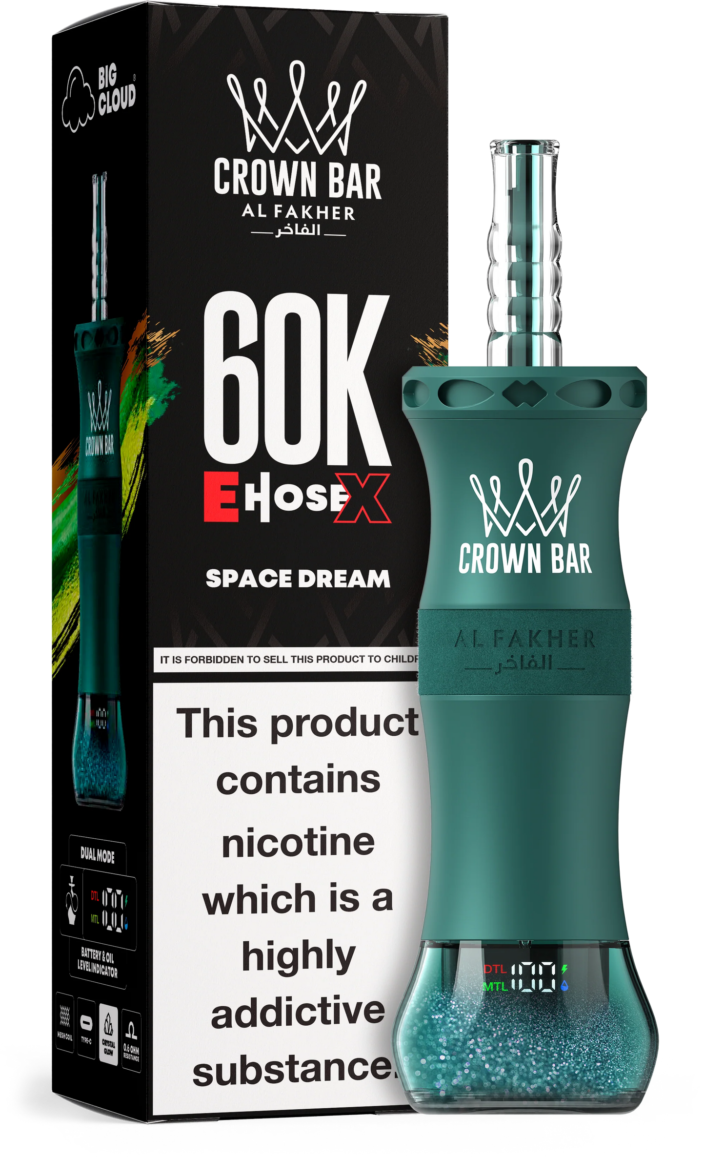 AL Fakher Crown Bar 60K 60000 Puffs E-Hose X Einweg Kit- 💥 Nehme 4 Zahle NUR 3! + Ab einem Einkauf von 100€ 1 Mystery Gratis💥
