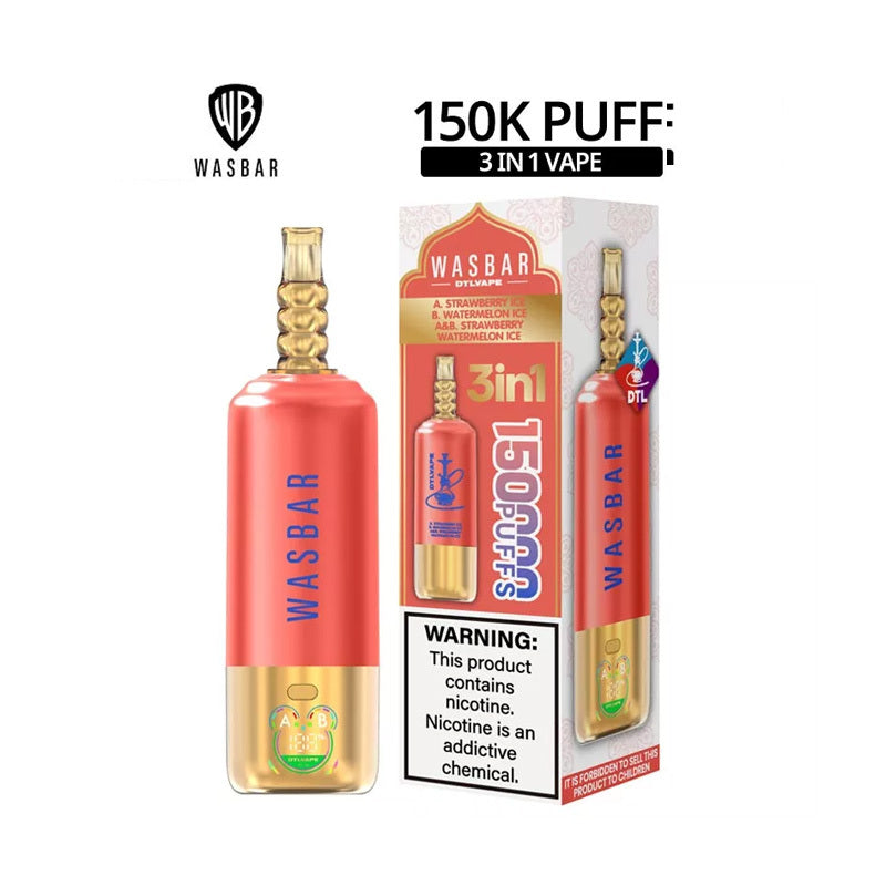 Wasbar 150K Puffs 3-in-1 DTL Shisha Hookah Einweg Kit - 💥 Nehme 4 Zahle NUR 3! + Ab einem Einkauf von 100€ 2 Mystery Gratis💥