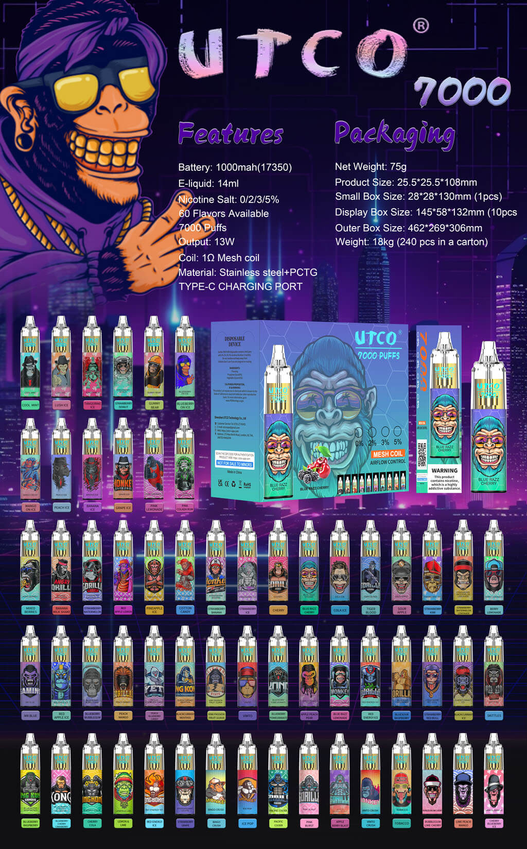 UTCO Gorilla 7000 Einweg E-Zigarette Disposable Kit Wiederaufladbar gnstig kaufen Deutschland vapormo.de UTCO Gorilla 7000 Einweg E-Zigarette Disposable Kit Wiederaufladbar gnstig kaufen Deutschland vapormo.de