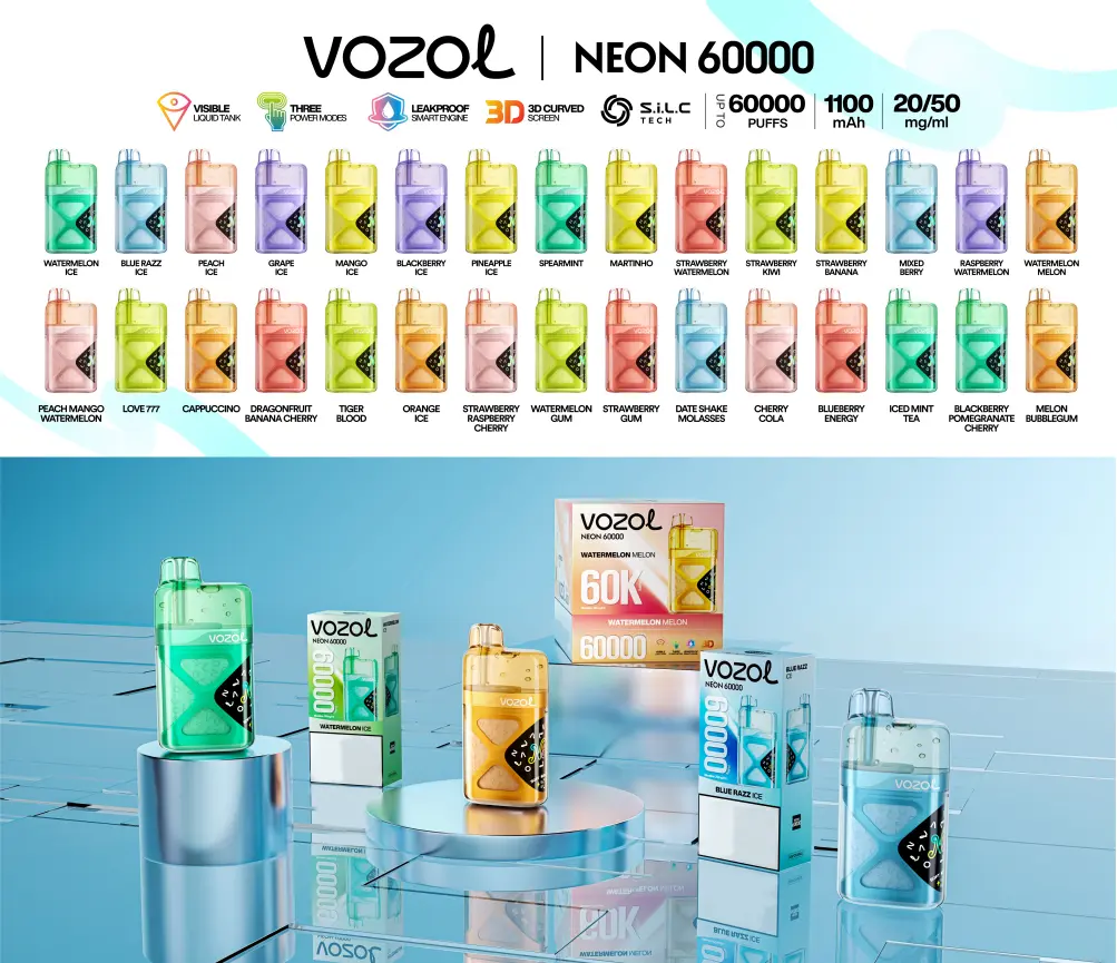 VOZOL NEON 60K 60000 Puffs Wiederaufladbares Einweg Kit - 💥 Nehme 4 Zahle NUR 3! + Ab einem Einkauf von 120€ 2 Mystery Gratis💥