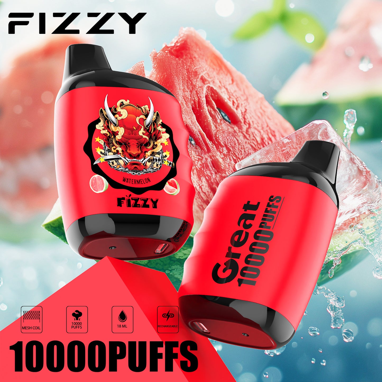 Fizzy GREAT 10000 Puffs Wiederaufladbares Einweg Disposable Kit - 📢EXKLUSIVES ANGEBOT - Nehme 4 Zahle NUR 3 an der Kasse + AB einem Einkauf von 100€ 1 Mystery Vapes Gratis!📢