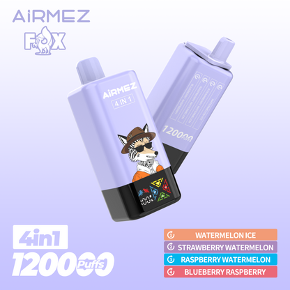 AiRMEZ Fox 4in1 120K 60ml Einweg Kit (120000 Puffs) - 💥 Nehme 4 Zahle NUR 3! + Ab einem Einkauf von 100€ 2 Mystery Gratis💥