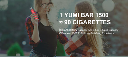 [Clearance sale] YUMI Bar 1500 Züge Einweg E-Zigarette Kit 850mAh (50mg)