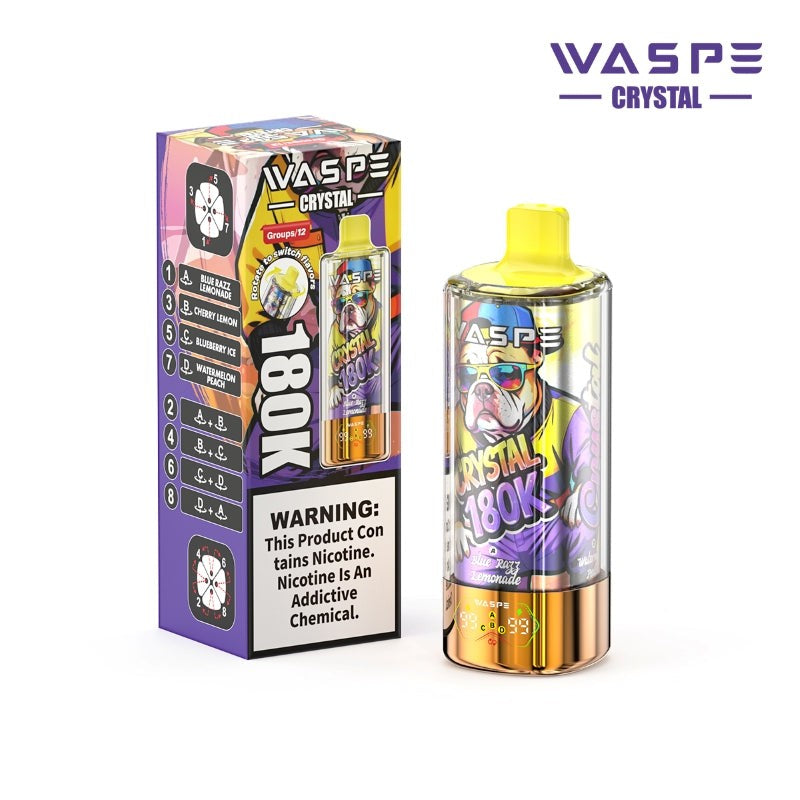 WASPE Crystal 8-in-1 180K 180000 Puffs Einweg Kit 68ml - 💥 Nehme 5 Zahle NUR 4! + Ab einem Einkauf von 100€ 2 Mystery Gratis💥