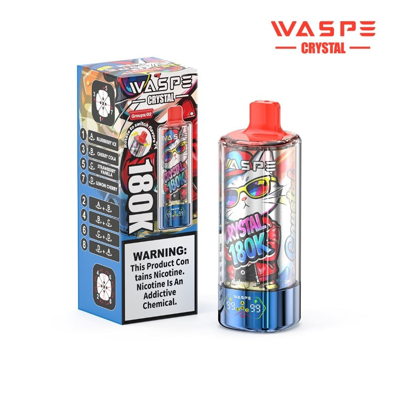 WASPE Crystal 8-in-1 180K 180000 Puffs Einweg Kit 68ml - 💥 Nehme 5 Zahle NUR 4! + Ab einem Einkauf von 100€ 2 Mystery Gratis💥