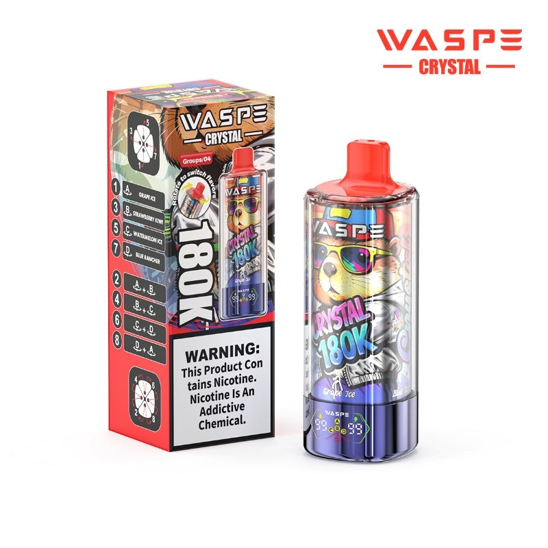 WASPE Crystal 8-in-1 180K 180000 Puffs Einweg Kit 68ml - 💥 Nehme 5 Zahle NUR 4! + Ab einem Einkauf von 100€ 2 Mystery Gratis💥