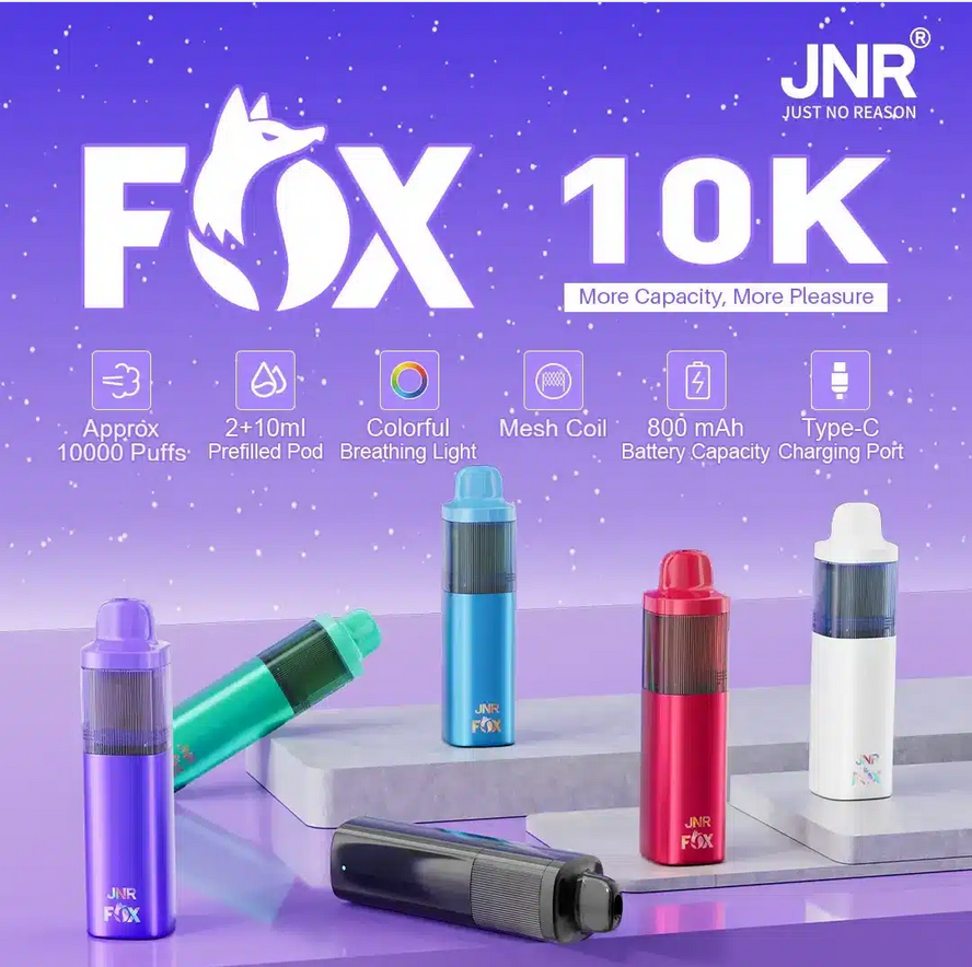 JNR Fox 10000 Puffs Vorgefülltes Einweg Kit - 💥 BLACK Friday WEEK - Nehme 4 Zahle NUR 3! + Ab einem Einkauf von 100€ 1 Mystery Vapes Gratis + Ab einem Einkauf von 150€ 2 Mystery Vapes Gratis 💥