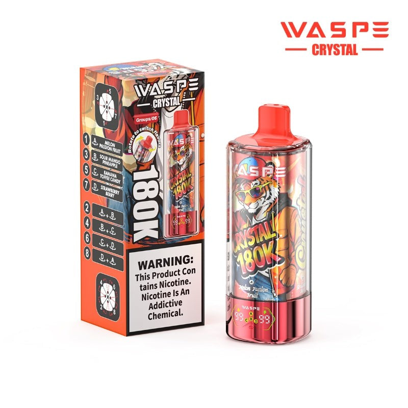 WASPE Crystal 8-in-1 180K 180000 Puffs Einweg Kit 68ml - 💥 Nehme 5 Zahle NUR 4! + Ab einem Einkauf von 100€ 2 Mystery Gratis💥