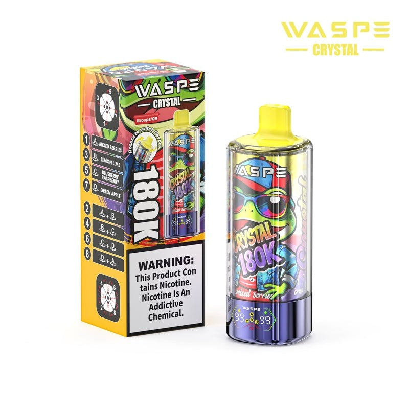 WASPE Crystal 8-in-1 180K 180000 Puffs Einweg Kit 68ml - 💥 Nehme 5 Zahle NUR 4! + Ab einem Einkauf von 100€ 2 Mystery Gratis💥